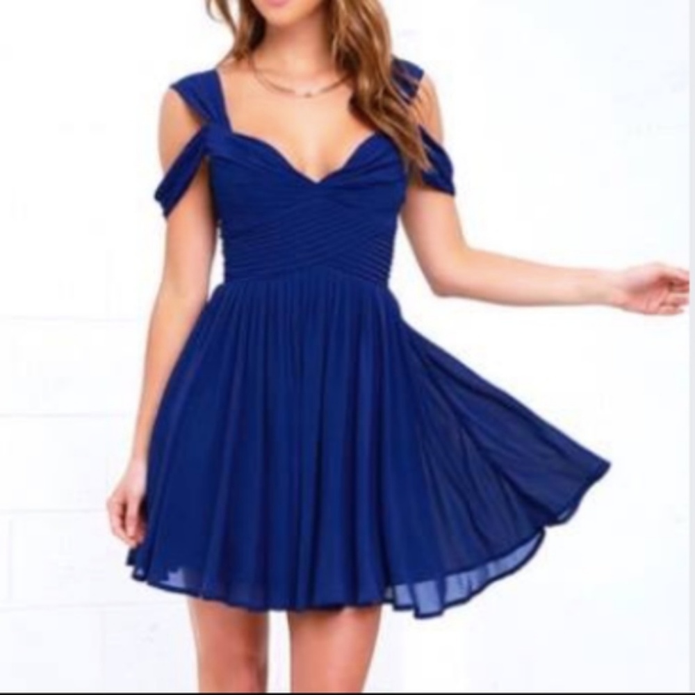 LULUS COME AWAY WITH ME ROYAL BLUE DRESS Sz Med